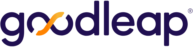 Goodleap company logo in dark purple with an orange swoosh forming a stylized oo